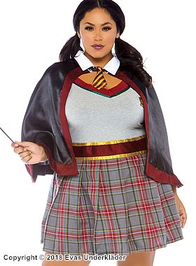 Hermione Granger from Harry Potter, costume dress, necktie, cape, scott-checkered pattern, S to 4XL